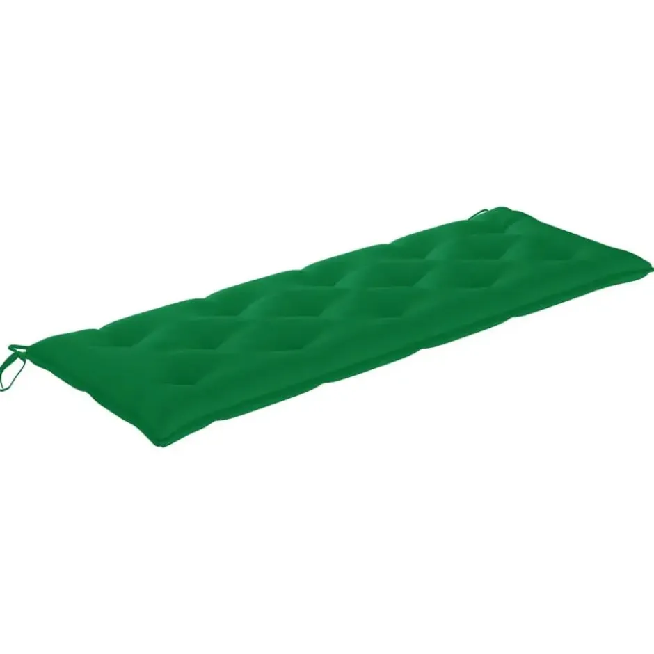 vidaXL - Tuinbank stapelbaar met groen kussen - Teakhout - 159x57.5x90 cm