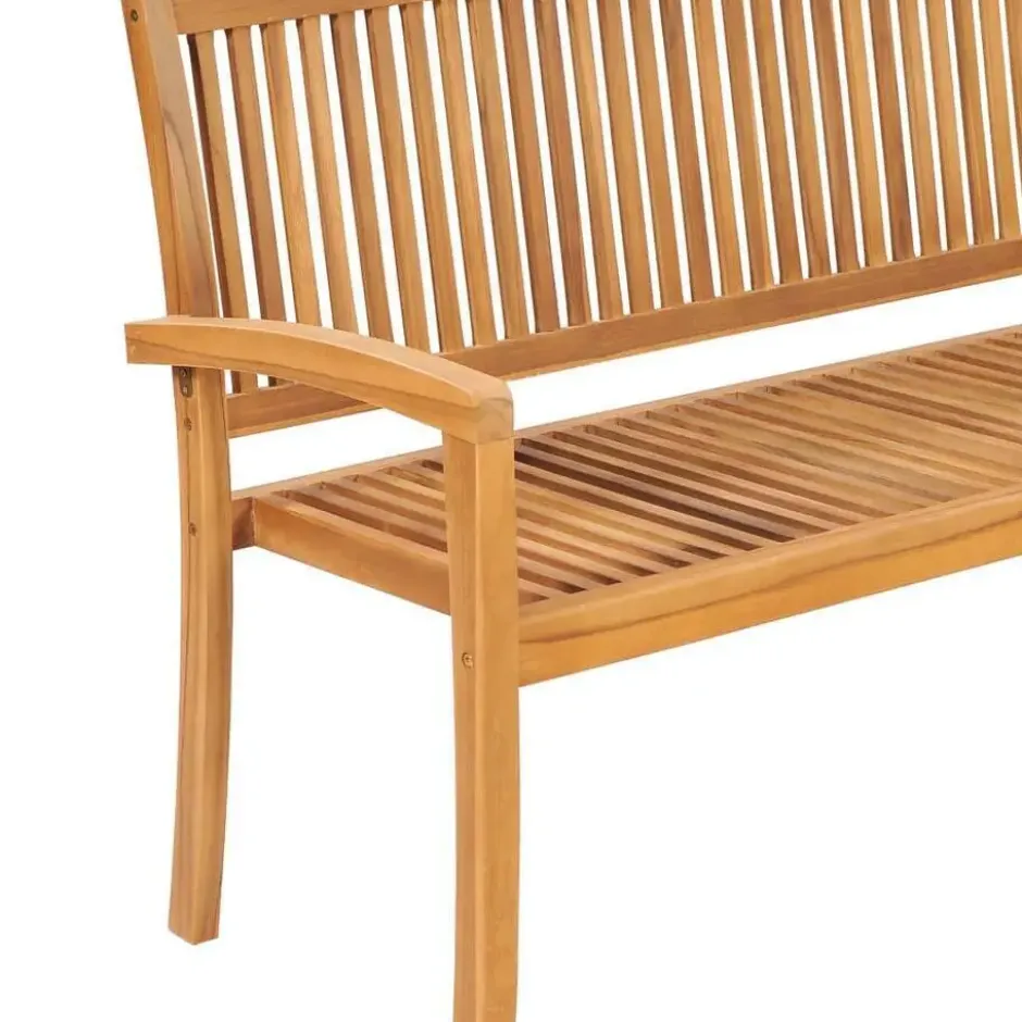 vidaXL - Tuinbank stapelbaar met groen kussen - Teakhout - 159x57.5x90 cm