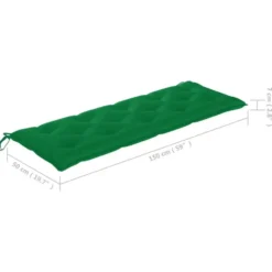 vidaXL - Tuinbank stapelbaar met groen kussen - Teakhout - 159x57.5x90 cm