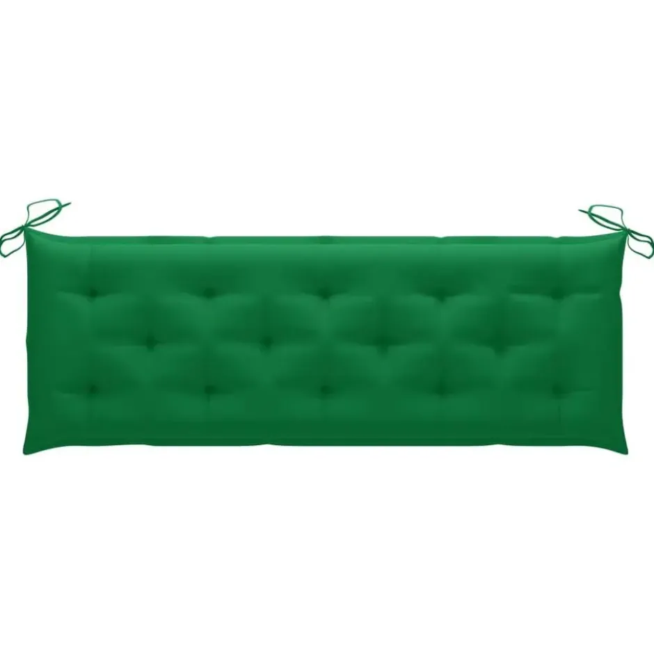vidaXL - Tuinbank stapelbaar met groen kussen - Teakhout - 159x57.5x90 cm