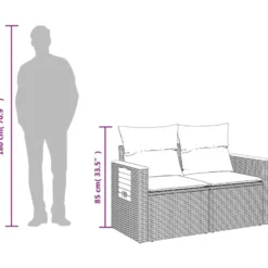 vidaXL - Tuinbank 2-zits - Beige - Poly rattan - Met kussens