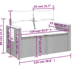 vidaXL - Tuinbank 2-zits - Beige - Poly rattan - Met kussens