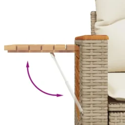 vidaXL - Tuinbank 2-zits - Beige - Poly rattan - Met kussens