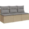 vidaXL - Tuinbank 3-zits - Beige - Poly rattan - Met kussens