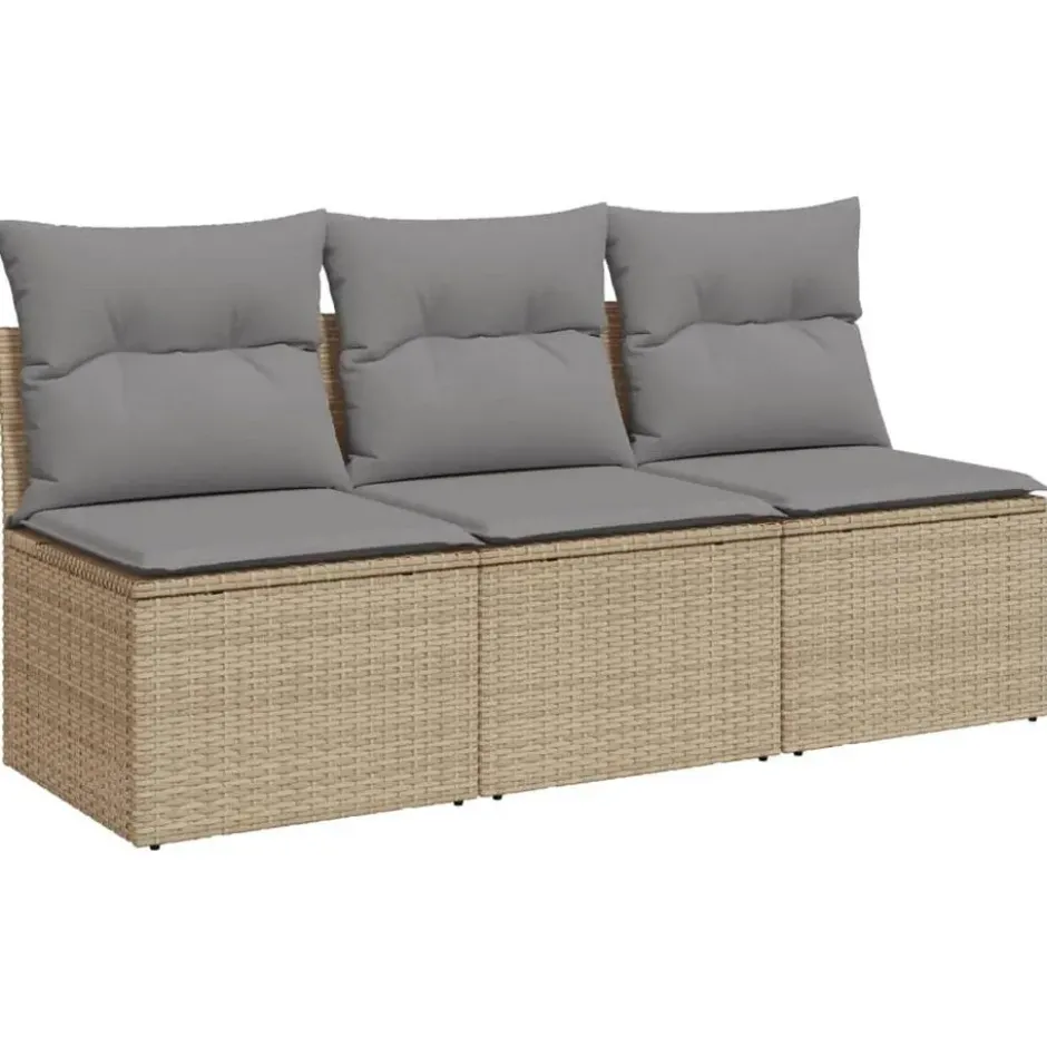 vidaXL - Tuinbank 3-zits - Beige - Poly rattan - Met kussens