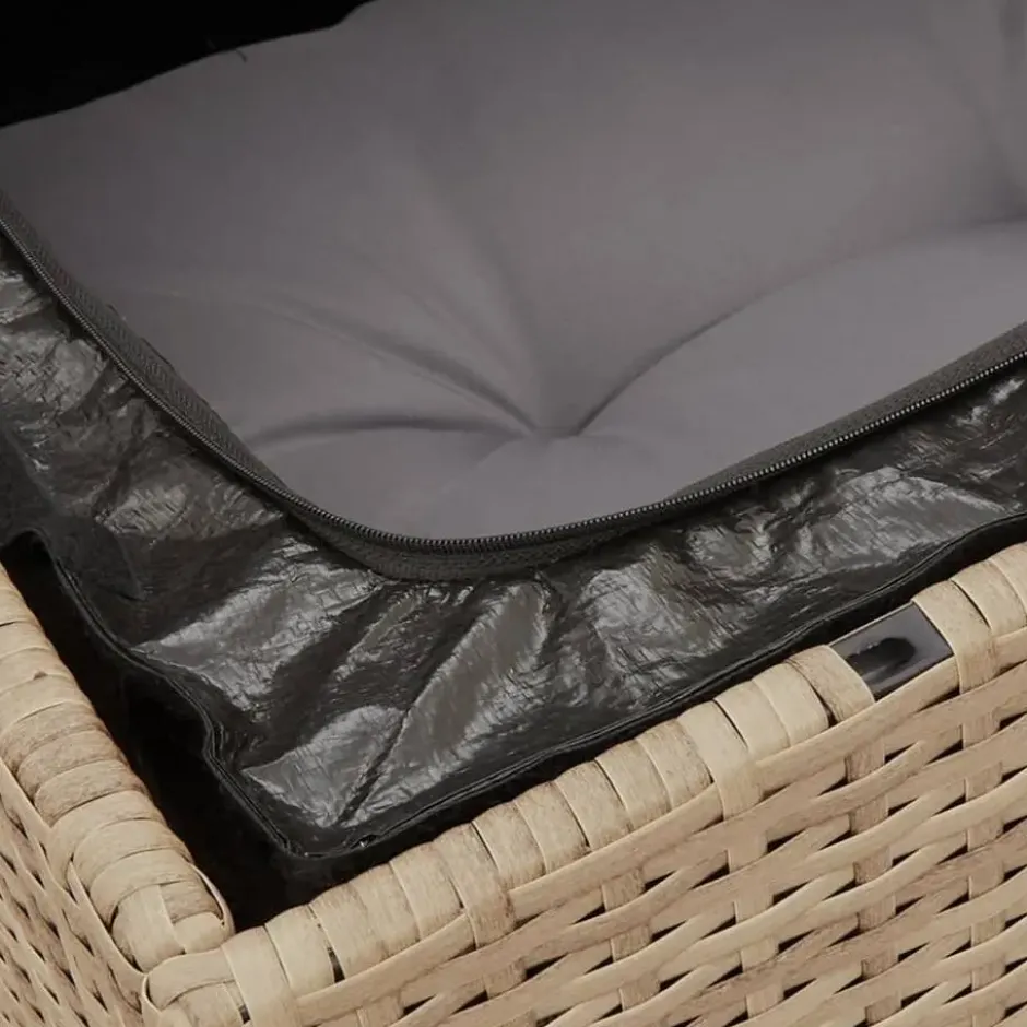 vidaXL - Tuinbank 3-zits - Beige - Poly rattan - Met kussens
