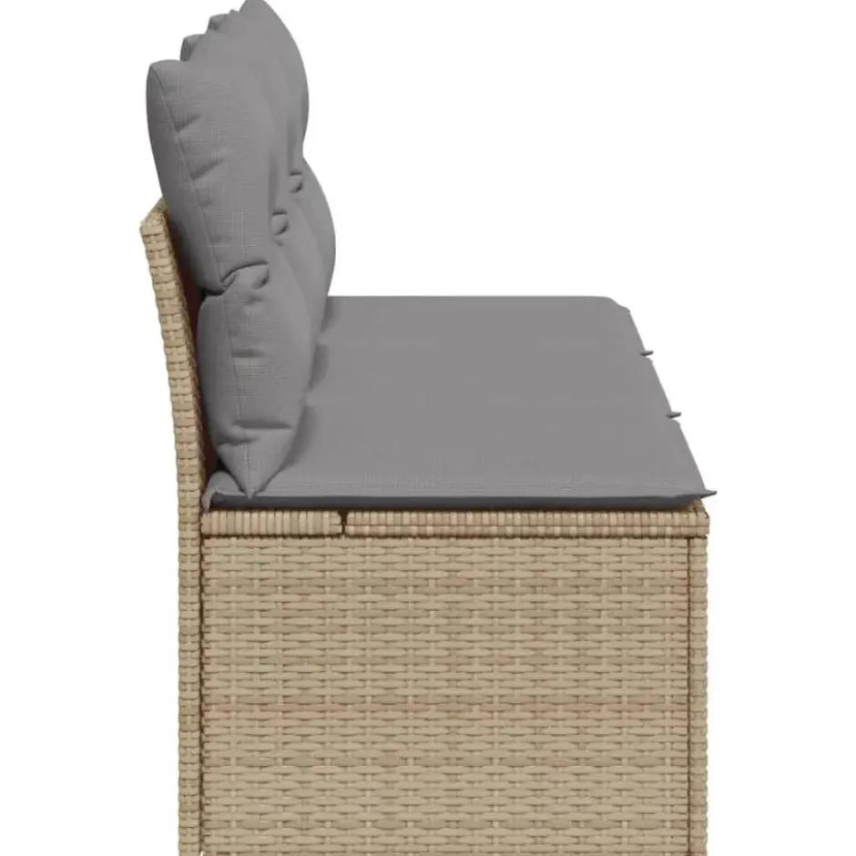 vidaXL - Tuinbank 3-zits - Beige - Poly rattan - Met kussens