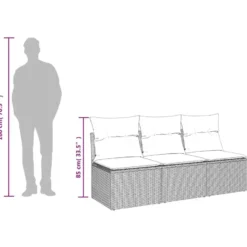vidaXL - Tuinbank 3-zits - Beige - Poly rattan - Met kussens