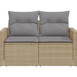 vidaXL - Tuinbank 2 -zits - Beige - Poly rattan - Met kussens