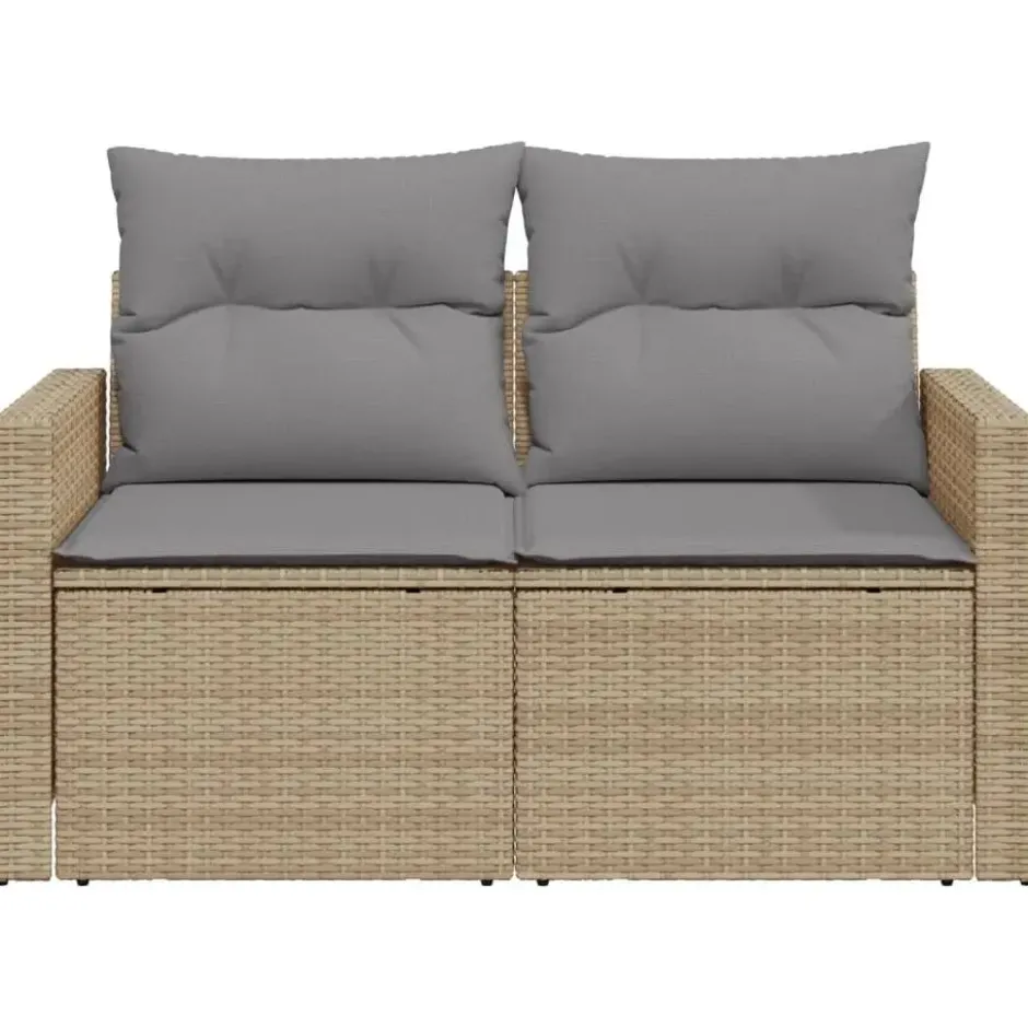 vidaXL - Tuinbank 2 -zits - Beige - Poly rattan - Met kussens