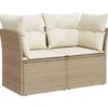 vidaXL - Tuinbank 2-zits - Beige - Poly rattan - Met kussens