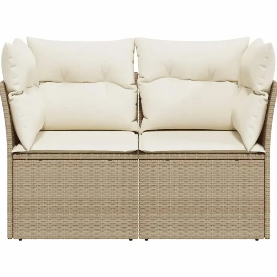 vidaXL - Tuinbank 2-zits - Beige - Poly rattan - Met kussens