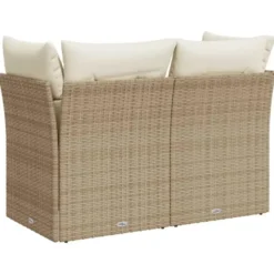 vidaXL - Tuinbank 2-zits - Beige - Poly rattan - Met kussens
