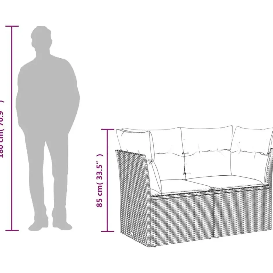 vidaXL - Tuinbank 2-zits - Beige - Poly rattan - Met kussens