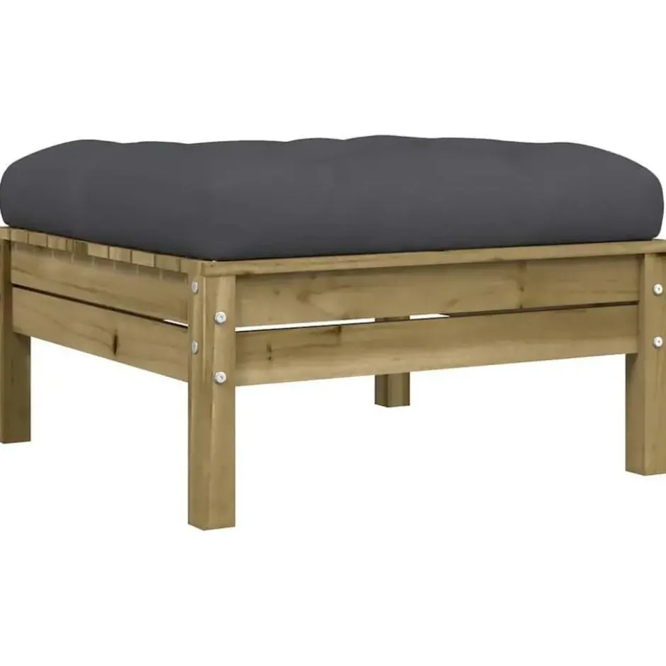 vidaXL - Tuinbank 2-zits - Bruin - Hout - Met kussens en voetenbank