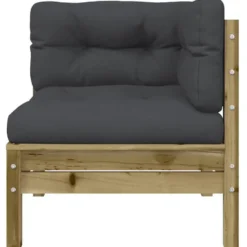 vidaXL - Tuinbank 2-zits - Bruin - Hout - Met kussens en voetenbank