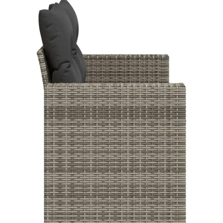 vidaXL - Tuinbank 2-zits - Grijs - Poly rattan - Met kussens