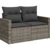 vidaXL - Tuinbank 2-zits - Grijs - Poly rattan - Met kussens