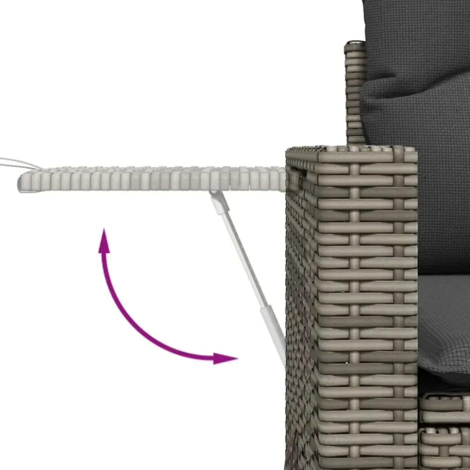 vidaXL - Tuinbank 2-zits - Grijs - Poly rattan - Met kussens