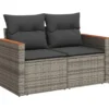 vidaXL - Tuinbank 2-zits - Grijs - Poly rattan - Met kussens
