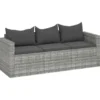 vidaXL - Tuinbank 3-zits - Grijs - Poly rattan - Met kussens
