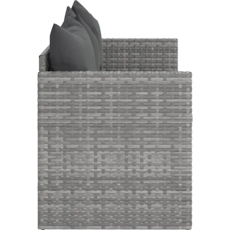 vidaXL - Tuinbank 3-zits - Grijs - Poly rattan - Met kussens