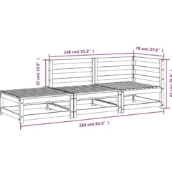 vidaXL - Tuinbank 2-zits met voetenbank - Naturel - Massief grenenhout
