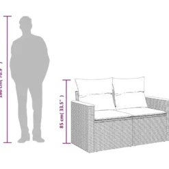 vidaXL Tuinbank 2-Zits – Zwart Polyrattan – 124x62x69 cm – Weerbestendig Design