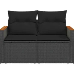 vidaXL Tuinbank 2-Zits – Zwart Polyrattan – 124x62x69 cm – Weerbestendig Design