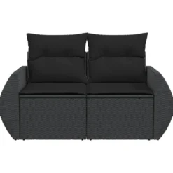 vidaXL - Tuinbank 2-zits - Zwart - Poly rattan - Met kussens