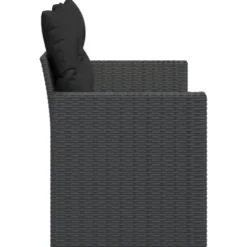 vidaXL - Tuinbank 2-zits - Zwart - Poly rattan - Met kussens