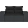 vidaXL - Tuinbank 2-zits - Zwart - Poly rattan - Met kussens