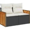 vidaXL - Tuinbank 2-zits - Zwart - Poly rattan - Met kussens