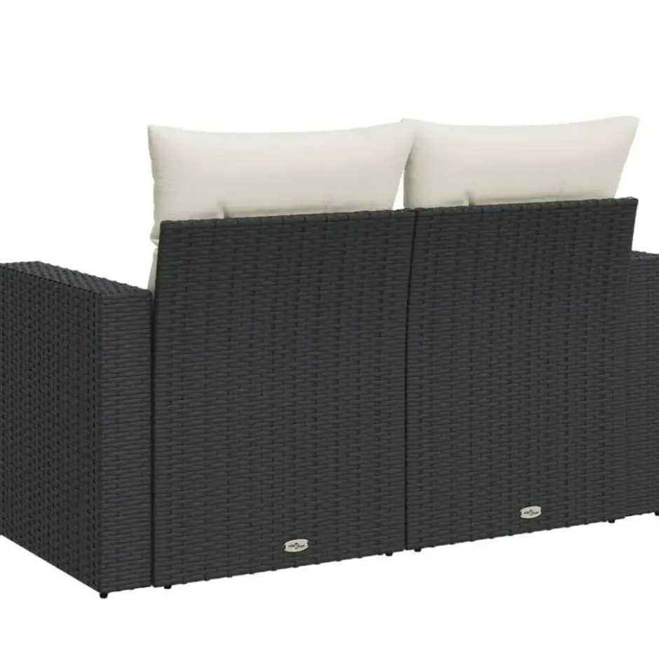 vidaXL - Tuinbank 2-zits - Zwart - Poly rattan - Met kussens