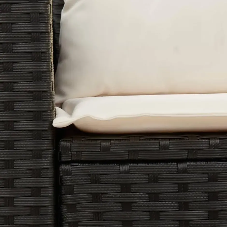 vidaXL - Tuinbank 2-zits - Zwart - Poly rattan - Met kussens