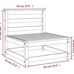 vidaXL - Tuinbank zonder armleuningen - Wit - Grenenhout - 70x70 67 cm