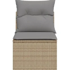 vidaXL - Tuinbank zonder armleuning - Beige - Poly rattan - Met kussens
