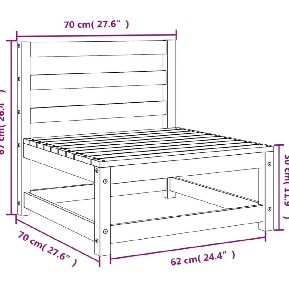 vidaXL - Tuinbank zonder armleuningen - Bruin - Grenenhout - 70x70x67 cm