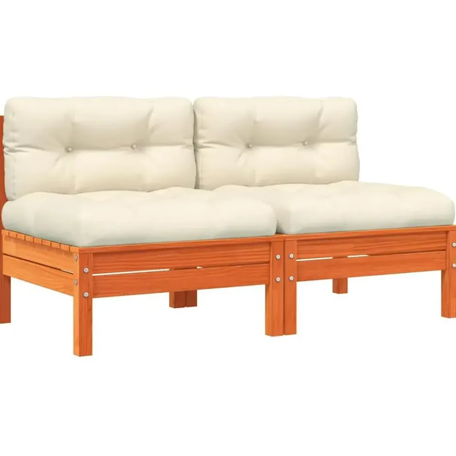 vidaXL - Tuinbank zonder armleuning - Bruin - Hout - 2 stuks - Met kussens
