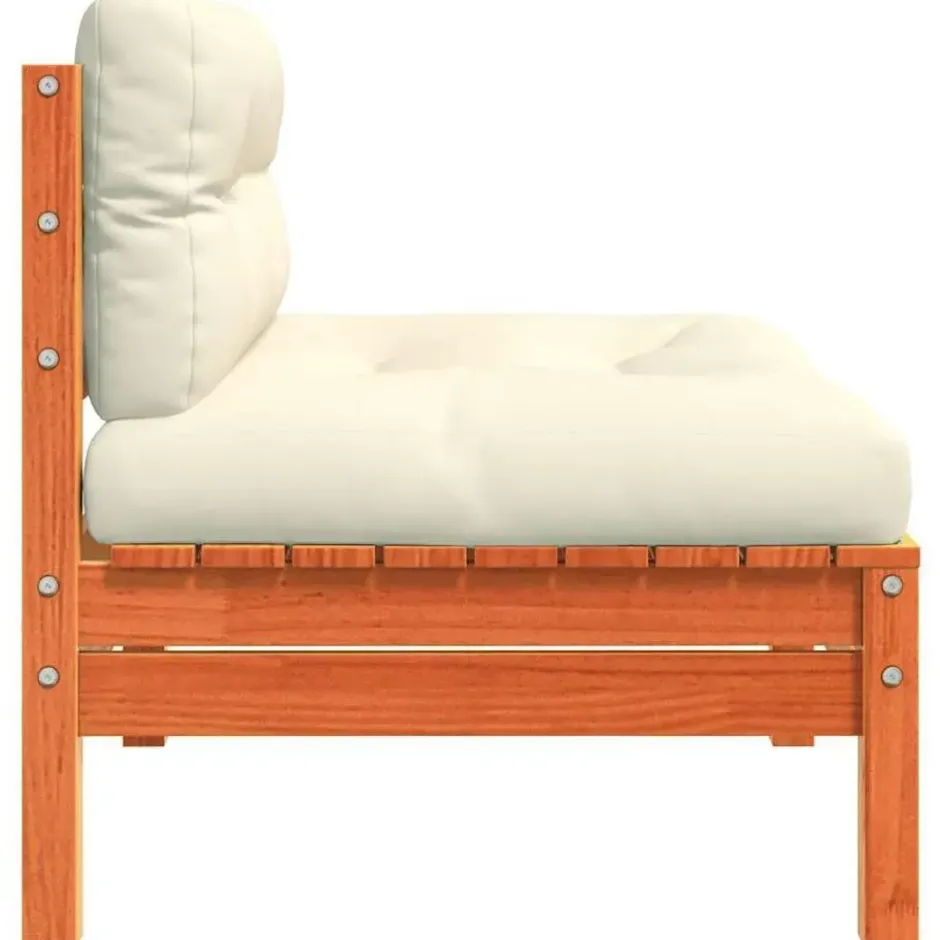 vidaXL - Tuinbank zonder armleuning - Bruin - Hout - 2 stuks - Met kussens
