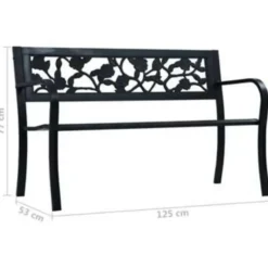 vidaXL - Tuinbank - Zwart - Metaal - 125 cm