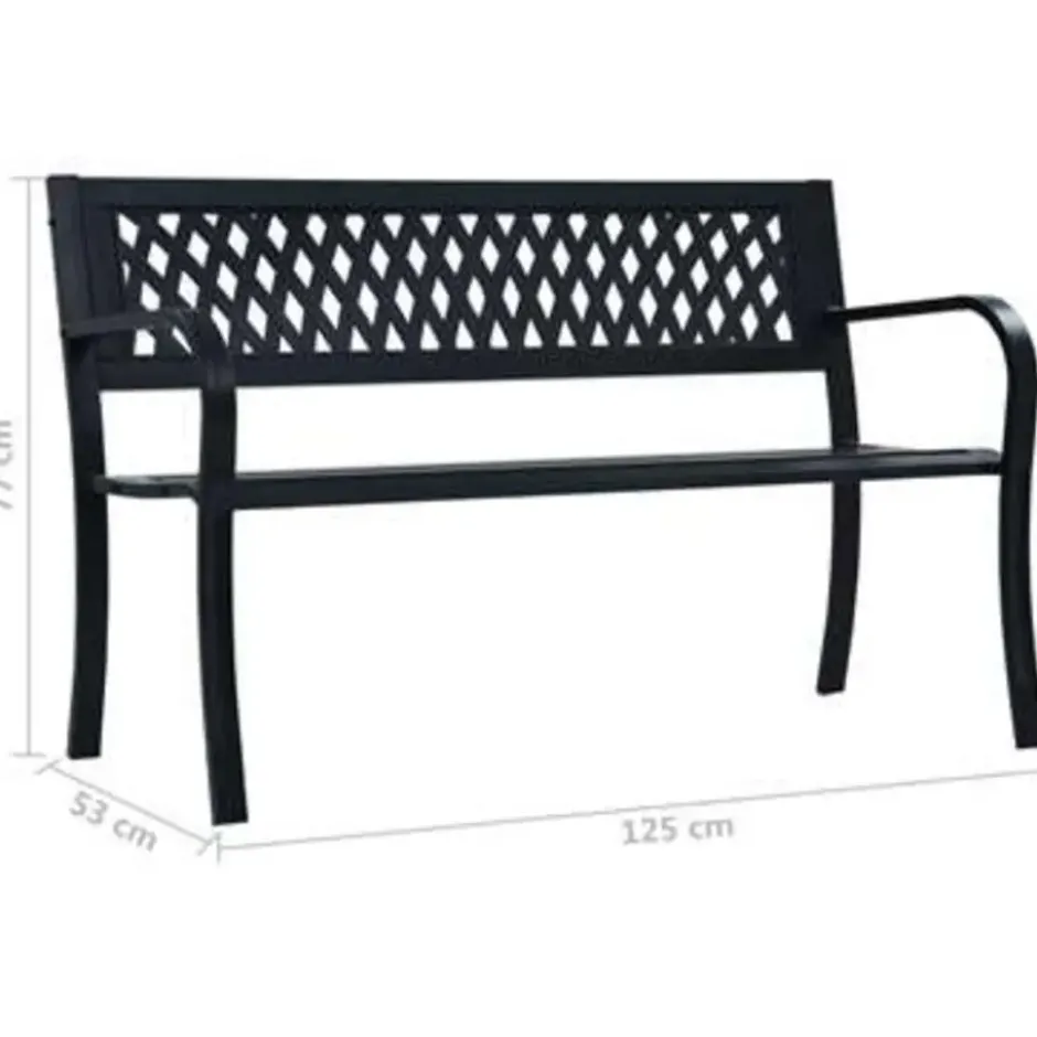 vidaXL - Tuinbank - Zwart - Metaal - 125 cm