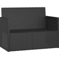 vidaXL - Tuinbank - Zwart - Poly rattan - 105 cm - Met kussens