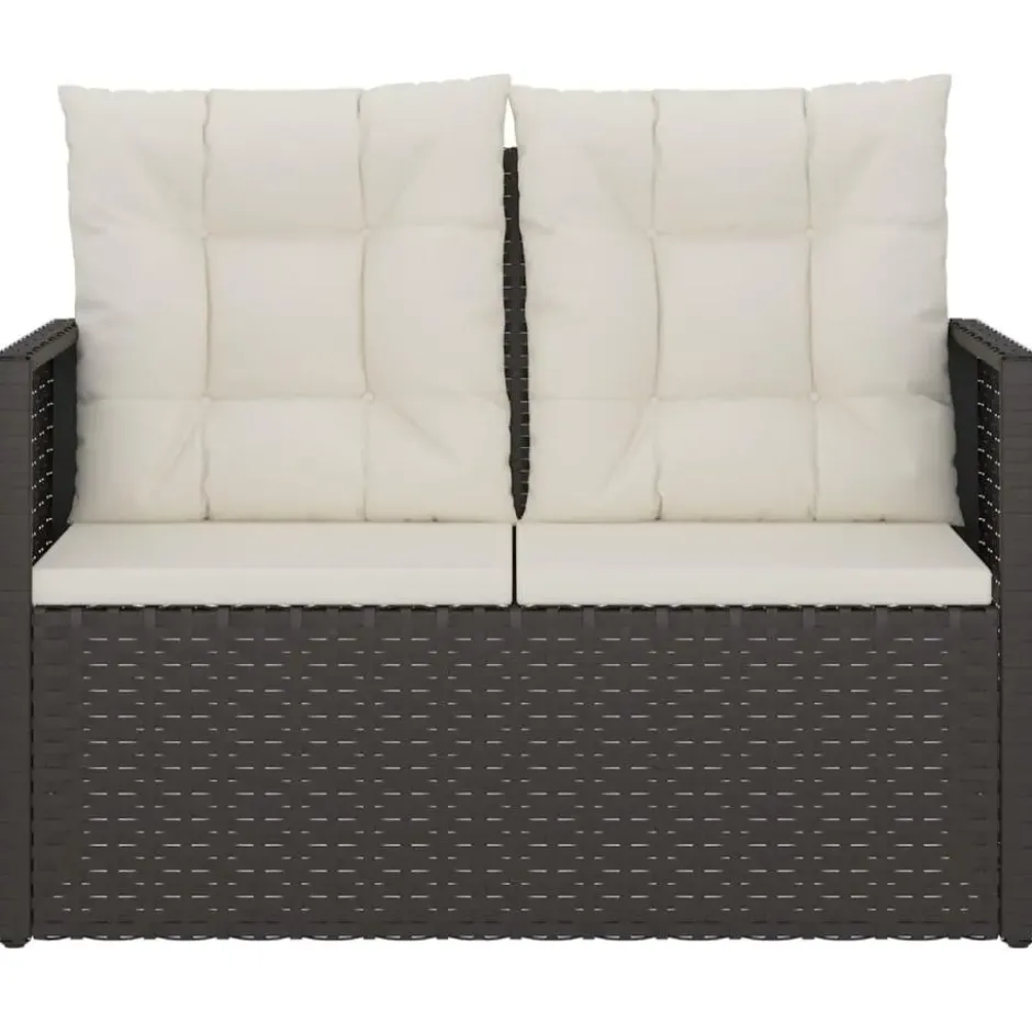 vidaXL - Tuinbank - Zwart - Poly rattan - 105 cm - Met kussens