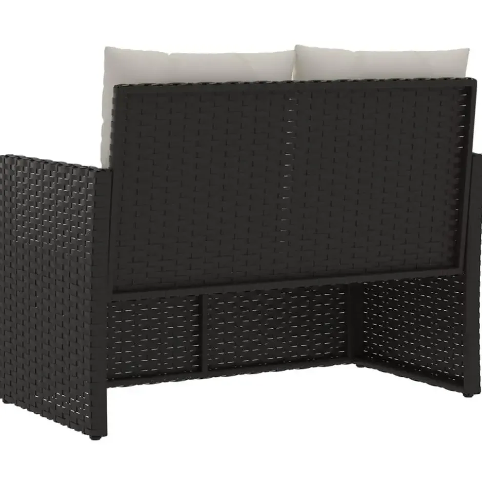 vidaXL - Tuinbank - Zwart - Poly rattan - 105 cm - Met kussens