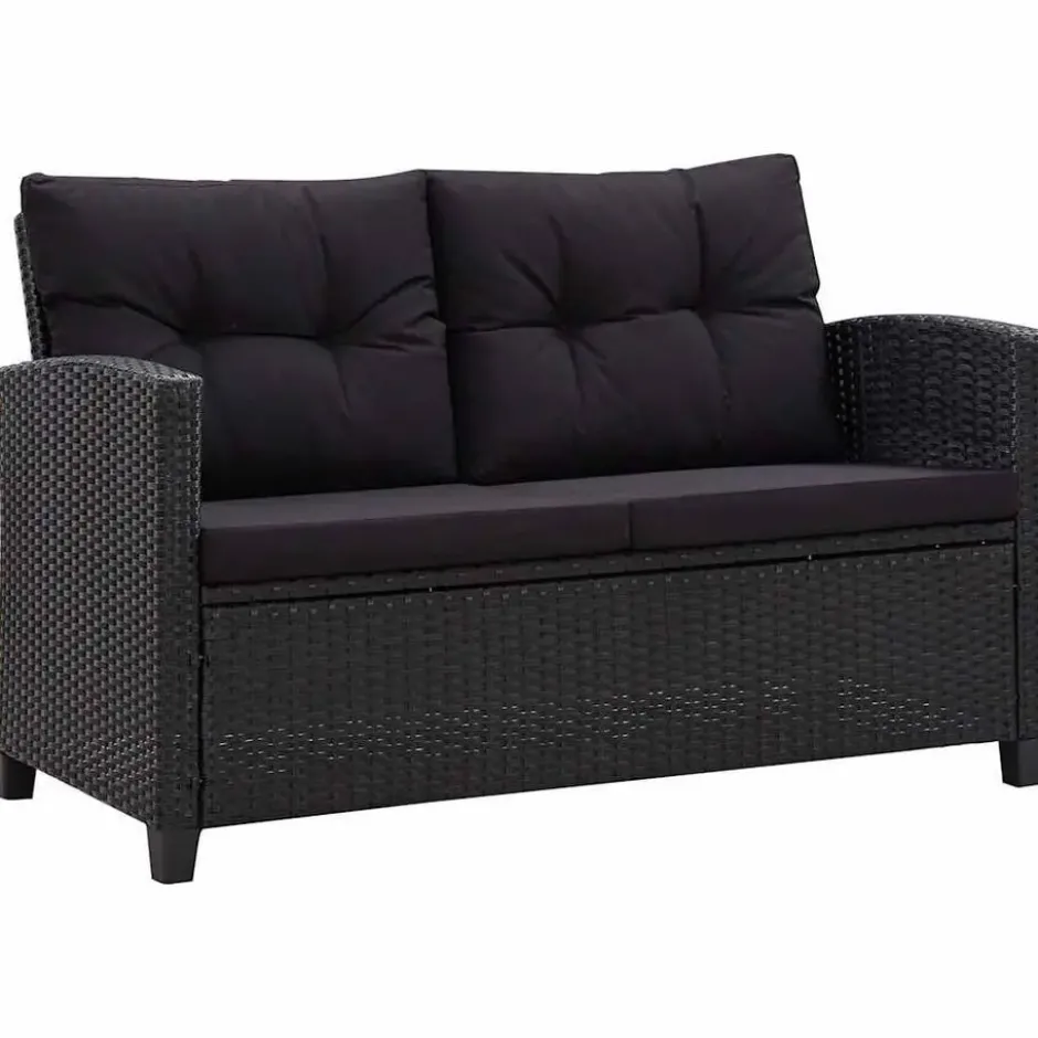 vidaXL - Tuinbank - Zwart - Poly rattan