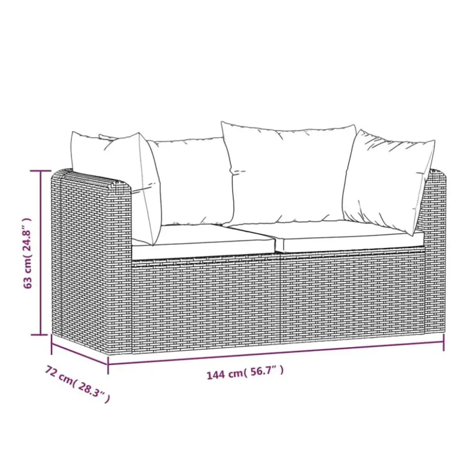 vidaXL - Tuinbank - Zwart - Poly rattan