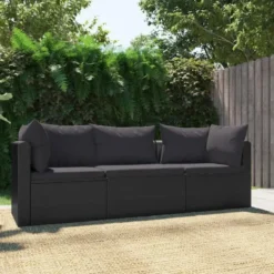 vidaXL - Tuinbank - Zwart - Poly rattan