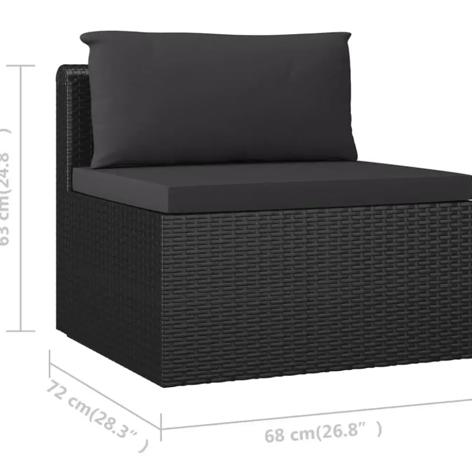 vidaXL - Tuinbank - Zwart - Poly rattan
