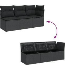 vidaXL - Tuinbank - Zwart - Poly rattan
